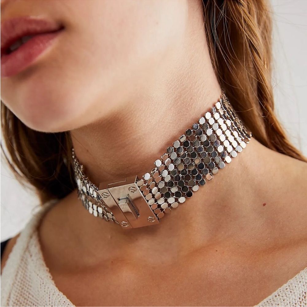 Free People Silver Choker Necklace